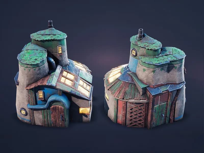 Steampunk Tower Houses - Detailed Props