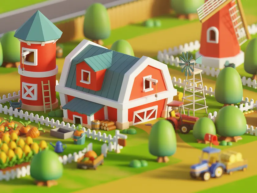 Farm & Barn Scene - Complete Environment